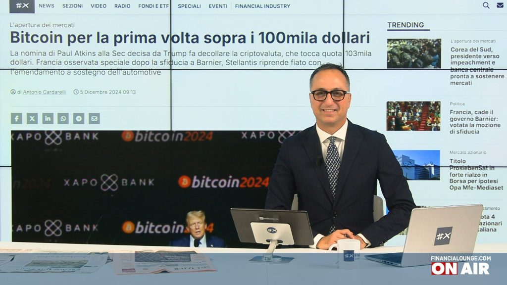 financialounge.com Bitcoin sopra i 100mila dollari, Governo al lavoro su Stellantis che recupera - Edizione del 5 dicembre