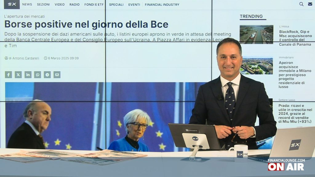 financialounge.com Oggi vertice Bce e Consiglio europeo, a Milano volano Leonardo, Poste e Tim - Edizione del 6 marzo